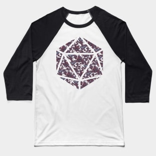 Dark Vampire Blue and Red Gradient Rose Vintage Pattern Silhouette D20 - Subtle Dungeons and Dragons Design Baseball T-Shirt